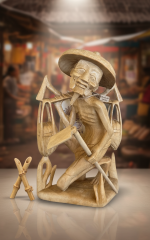 Balıkçı Figürlü Ağaç Obje