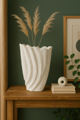 Seramik büyük boy Beyaz vazo