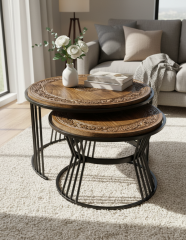 Ferforje Detaylı 2 'li sehpa