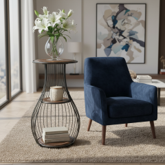 3 Katlı Yüksek Ferforje Sehpa