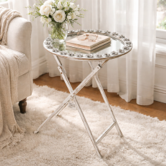 Aynalı Eskitme Yuvarlak Sehpa